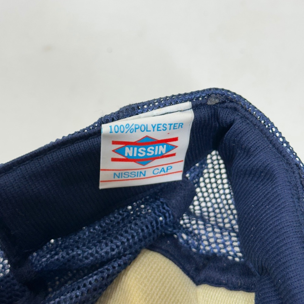 Vintage De Coster Egg Farms Massey MD Trucker Hat Navy Blue Snapback Mesh Nissin - Picture 8 of 8